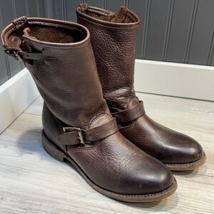 Vintage Shoe Co. USA Made Short Engineer Womens 7.5 M Leather Biker Boots VS2200